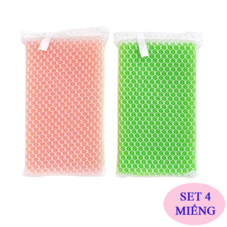 Set 4 miếng xốp rửa bát, xoong chảo KOKUBO Nhật Bản xốp cao cấp, Polyester