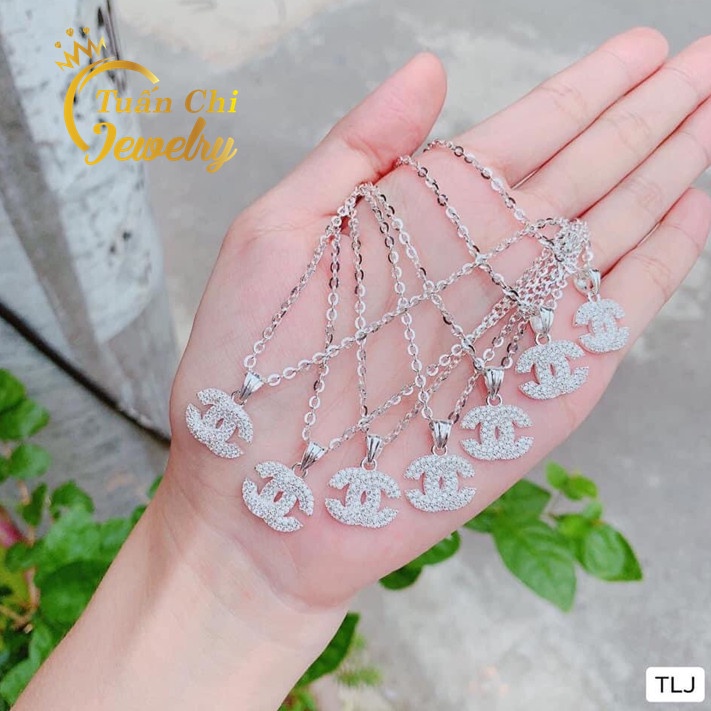 HÀNG CHUẨN Dây Chuyền Nữ, Vòng Cổ Hình Chữ Bạc, Đính Đá Nổi Bật, Sang Trọng