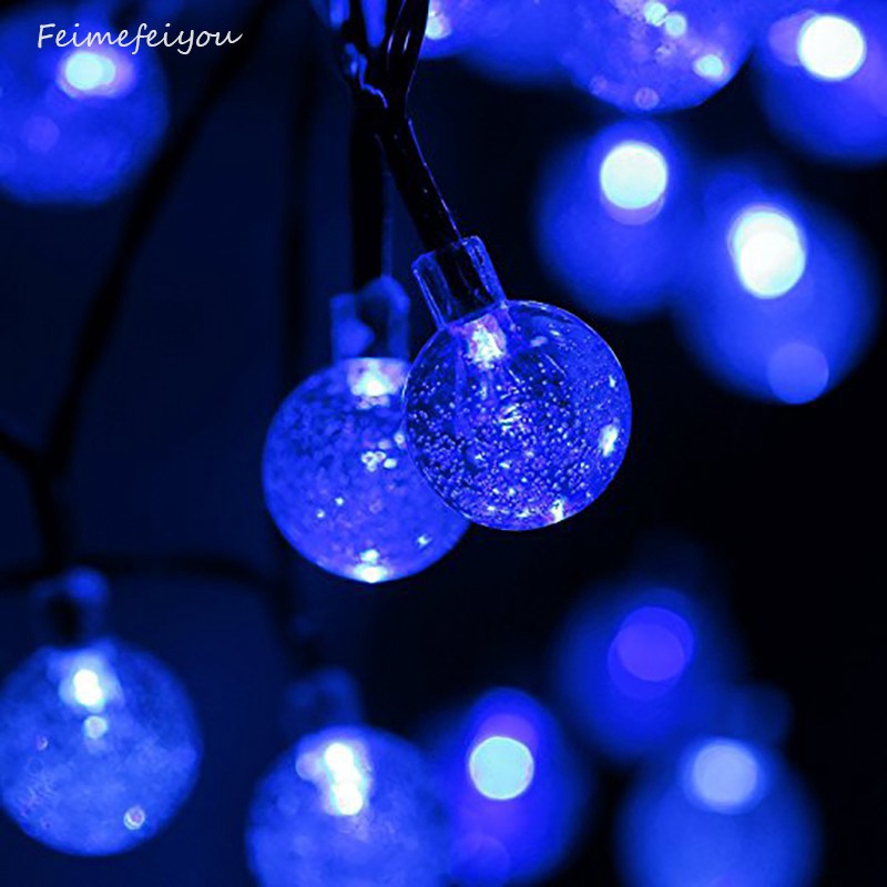 Bộ dây đèn 20 LED bóng tròn năng lượng mặt trời dùng trang trí ngoài trời nhiều màu lựa chọn