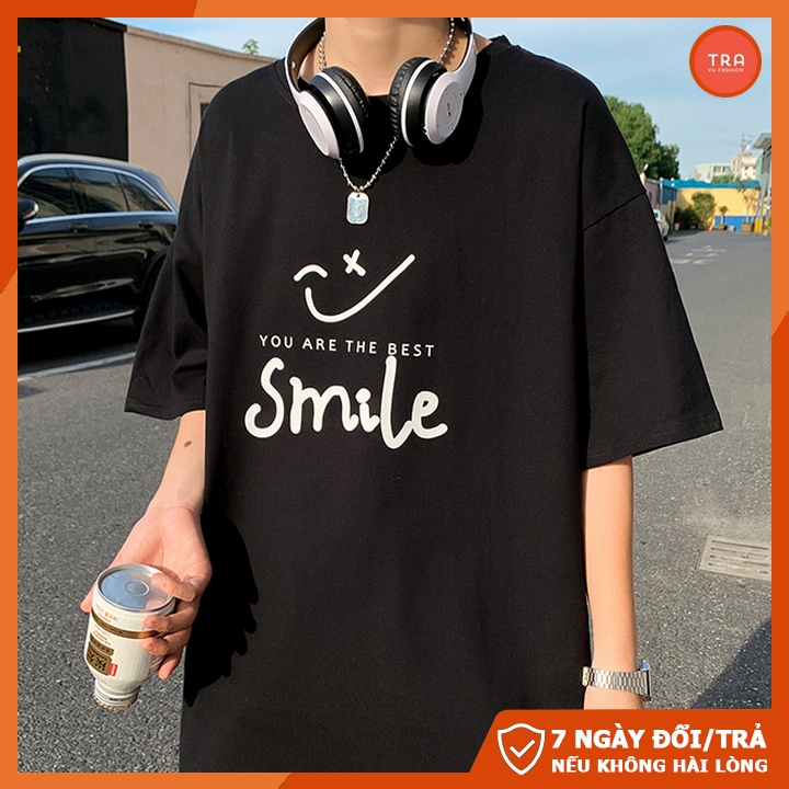 Áo thun tay lỡ nam unisex form rộng chất đẹp mát co dãn 4 chiều in Smile cá tính NTL135 | BigBuy360 - bigbuy360.vn