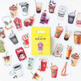 Hộp 46 sticker đồ uống trang trí planner, scrapbook.....