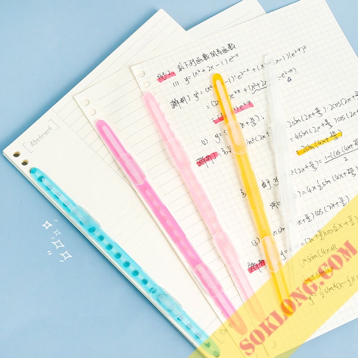 Set 3 thanh cài nẹp tài liệu K50 màu Pastel thanh kẹp đóng gáy sổ A5/B5 tiện lợi