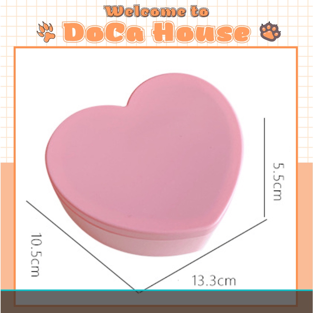 Hộp đựng đồ DOCA nhiều ngăn, hộp trái tim đựng nữ trang kẹp tóc 2 tầng có gương soi dễ thương (tặng sticker)