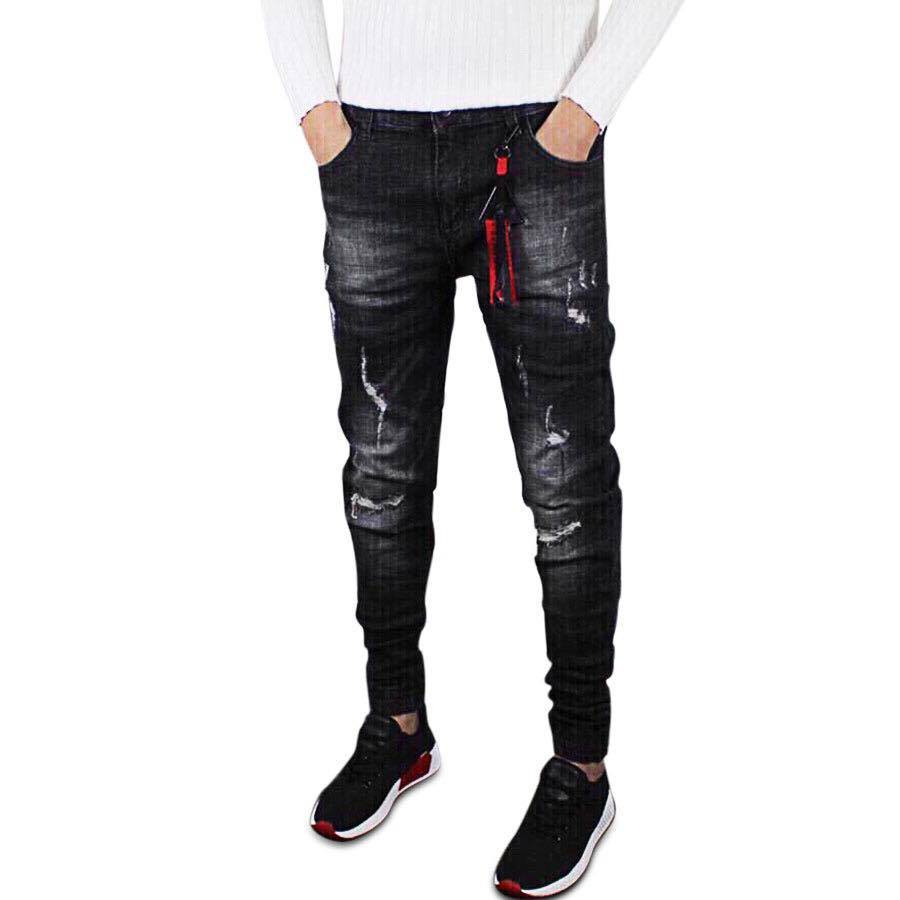 Quần Jean Nam Cao Cấp Chất Vải Rách Đen Phong Cách #1