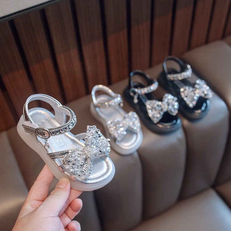 Giày Sandal Công Chúa Đính Kim Sa Thắt Nơ Phong Cách Phương Tây Thời Trang Xuân Hè Hàng Mới 2022 Dành Cho Bé Gái