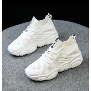 Giày sneaker nữ trắng năng động đế giày hình mặt gấu dễ thương