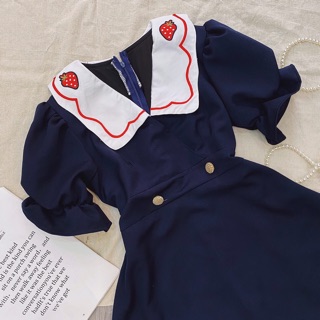 [CÓ ẢNH THẬT] ĐẦM CỔ CHỮ V TRÁI DÂU 🍓