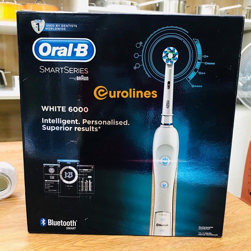 Bàn chải điện Oral-B SmartSeries White 6000 + Bluetooth [Nhập Khẩu Đức - Bảo Hành 12 Tháng]