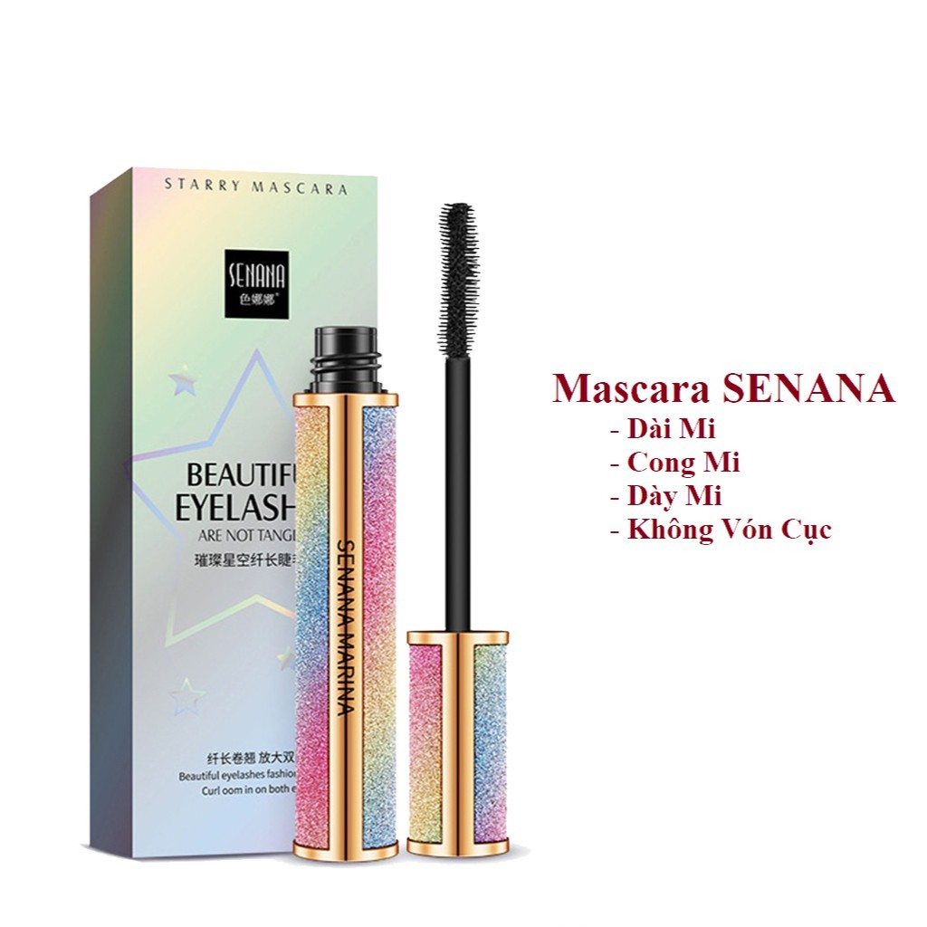 (Hàng Mới Về) Mascara Chuốt Mi SENANA Dài Và Cong Tự Nhiên Vỏ Lấp Lánh Ánh Sao trang điểm mắt mĩ phẩm nội địa trung