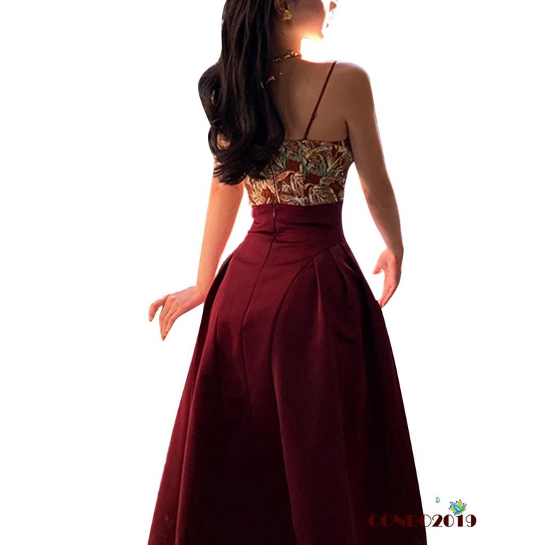 HGM-Women Retro Style Bodycon Camisole, Caramel Leaves Jacquard Pattern Spaghetti Strap Tank Tops