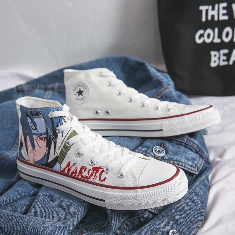 Giày Thể Thao Canvas Cổ Cao In Hình Naruto Thời Trang Cho Nam