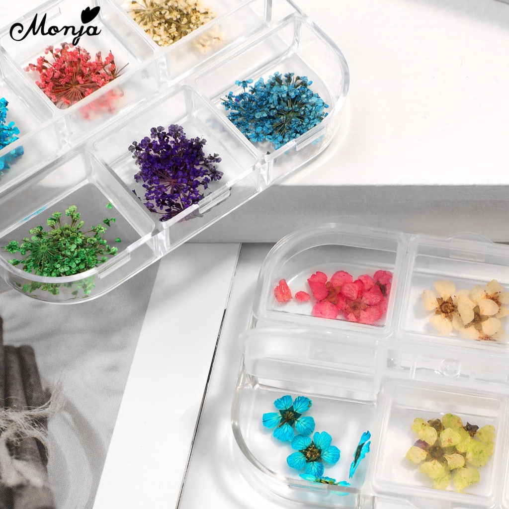 [Hàng mới về] Hoa khô 3d nhiều màu trang trí móng tay nghệ thuật Monja