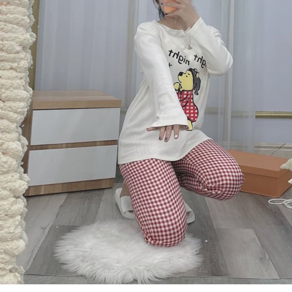 Bộ ngủ gấu quần kẻ cực cute | BigBuy360 - bigbuy360.vn