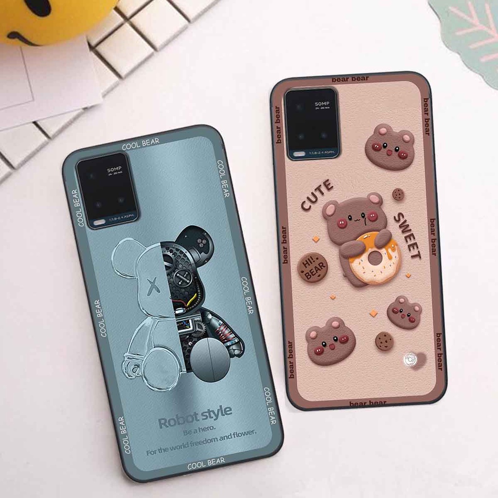 Ốp Vivo Y21 / Y21s / Y33s / T1x bear brick, gấu đáng yêu, dễ thương