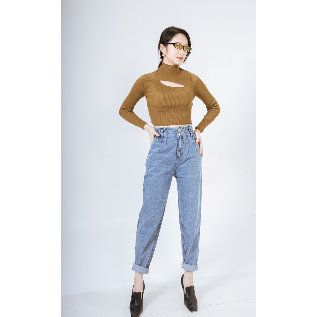 CCHAT Quần jean cạp cao chun TS | BigBuy360 - bigbuy360.vn