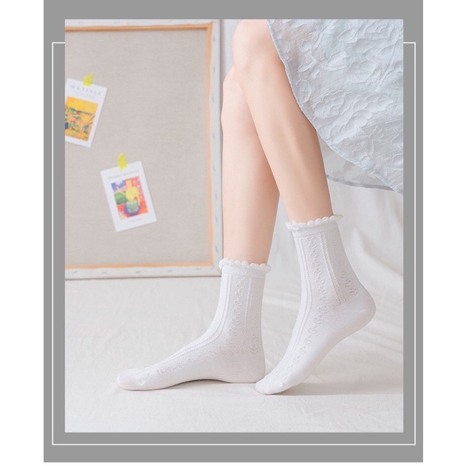 Tất trắng cổ cao lolita dễ thương dành cho nữ sinh bạn nữ bạn gái phong cách Nhật Bản Hàn Quốc