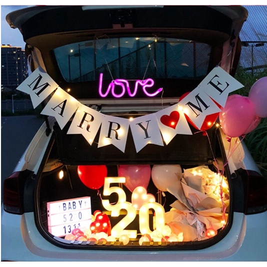 Set bong bóng trang trí MARRY ME cầu hôn đơn giản thuận tiện, trang trí dễ dàng