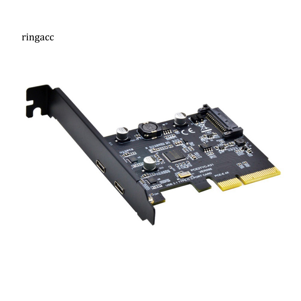 Card chuyển đổi mở rộng 10Gbps PCI Express X4 X8 X16 PCI-E sang 2 cổng USB 3.1 Type-C