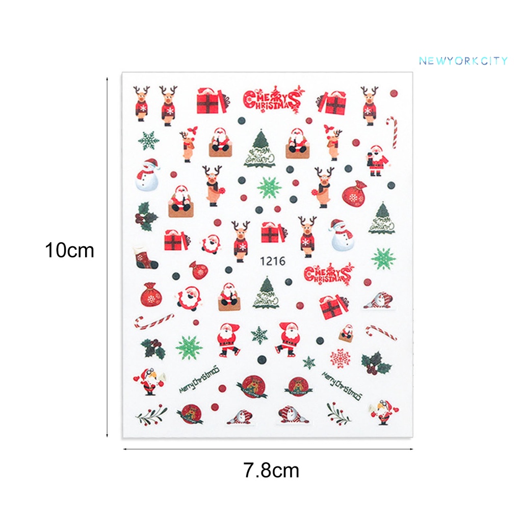 Miếng Dán Trang Trí Móng Tay Họa Tiết Hoạt Hình 3D Phong Cách Giáng Sinh