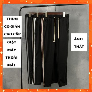 Quần nỉ dài thun trơn nam nữ thun co giãn 4 chiều thể thao 1 sọc 1 viền mùa hè mùa đông