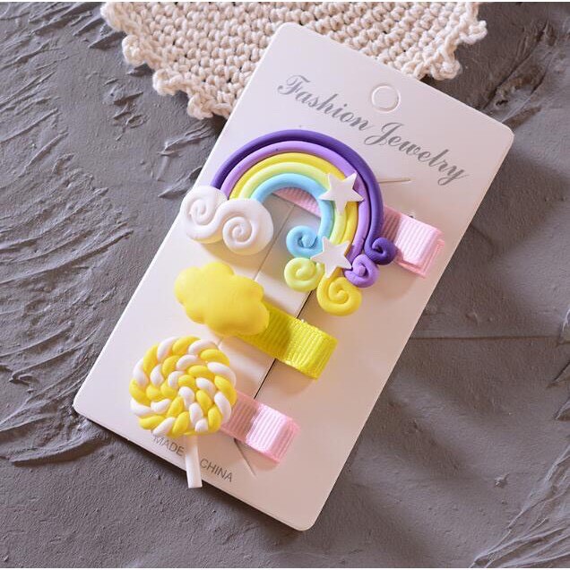 Set 3 Kẹp Tóc Cầu Vồng Xinh Xắn Phong Cách Hàn Quốc - Kẹp Tóc Kẹo Ngọt Cho Bé - Dumi Shop GG