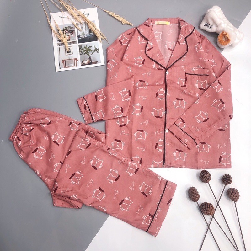 Đồ bộ pijama nữ mặc nhà dài tay quần dài hoạt hình dễ thương Kate thô (msp01)