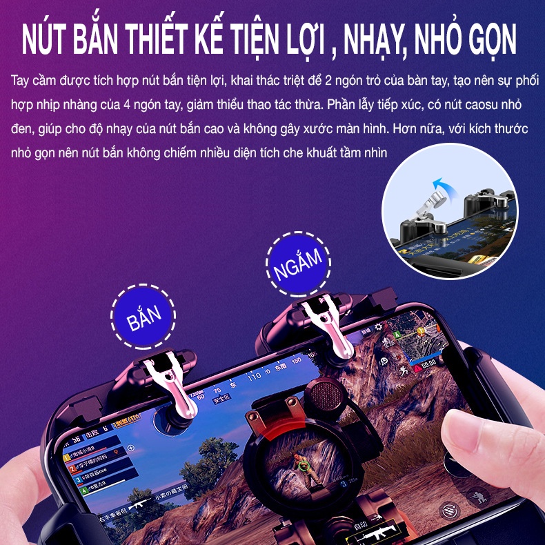 Tay cầm chơi game Pubg, Feefire Mobile H5 extra tích hợp pin tích điện