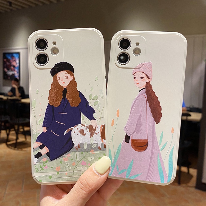 Ốp lưng iphone Cô gái cạnh vuông dẻo ốp đt 6 7 8 plus x xsm 11 12 13 pro max e220