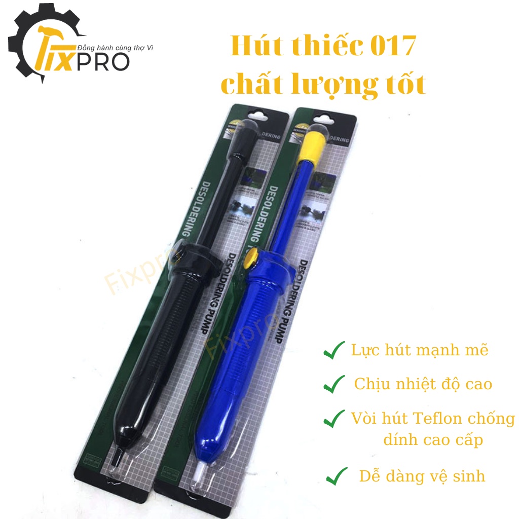 Hút thiếc cao cấp JF-017 siêu dài với vòi hút Teflon cực mạnh màu xanh