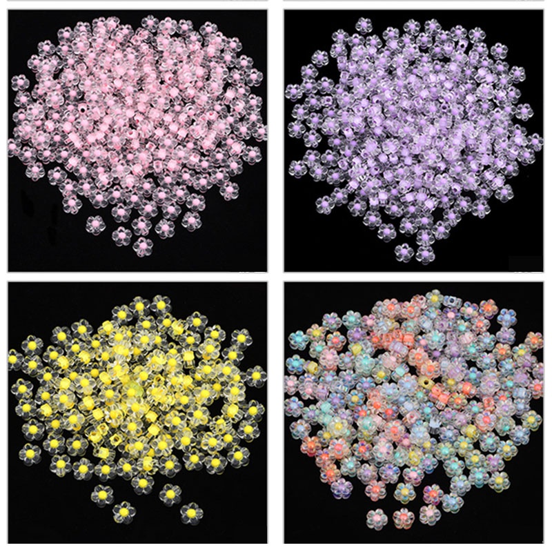 Bộ 50 Hạt Nhựa Trong Suốt Hình Hoa Hướng Dương Kích Thước 12mm Dùng Làm Trang Sức Thủ Công