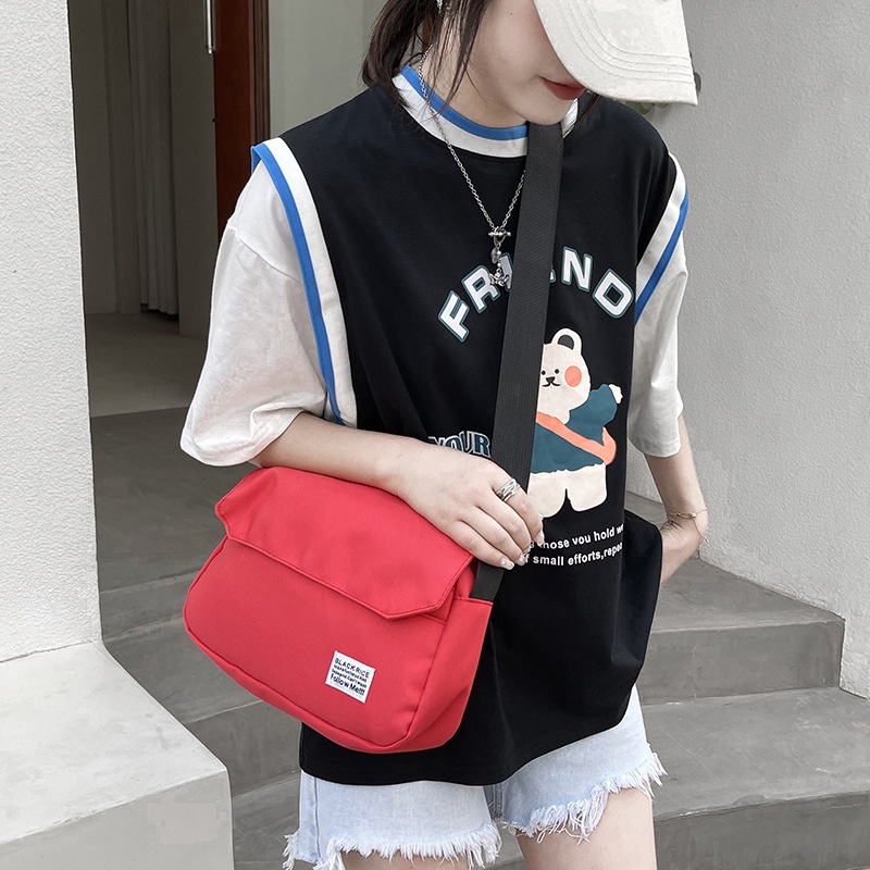 túi xách hàng ngày cặp đôi màu đồng nhất TTF180 Túi Đeo Chéo Canvas Thời Trang Hàn Quốc Học Sinh Sinh Viên Đi Học , Đi Chơi