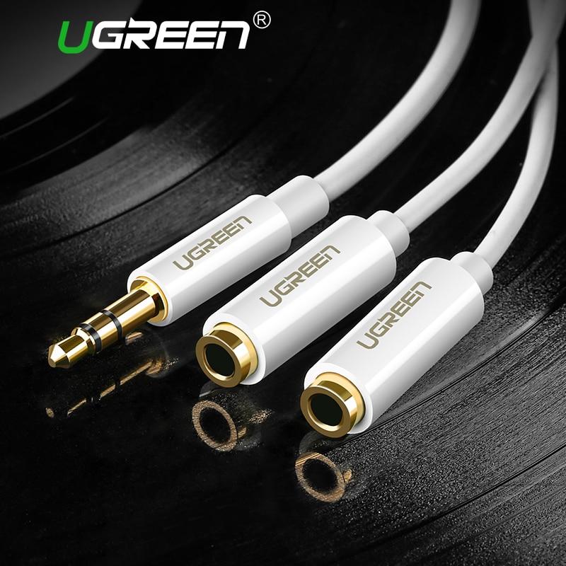 Ugreen Dây Cáp Tách Âm Thanh Tai Nghe 3.5mm 1Male Sang 2 Female Cho iPhone Samsung