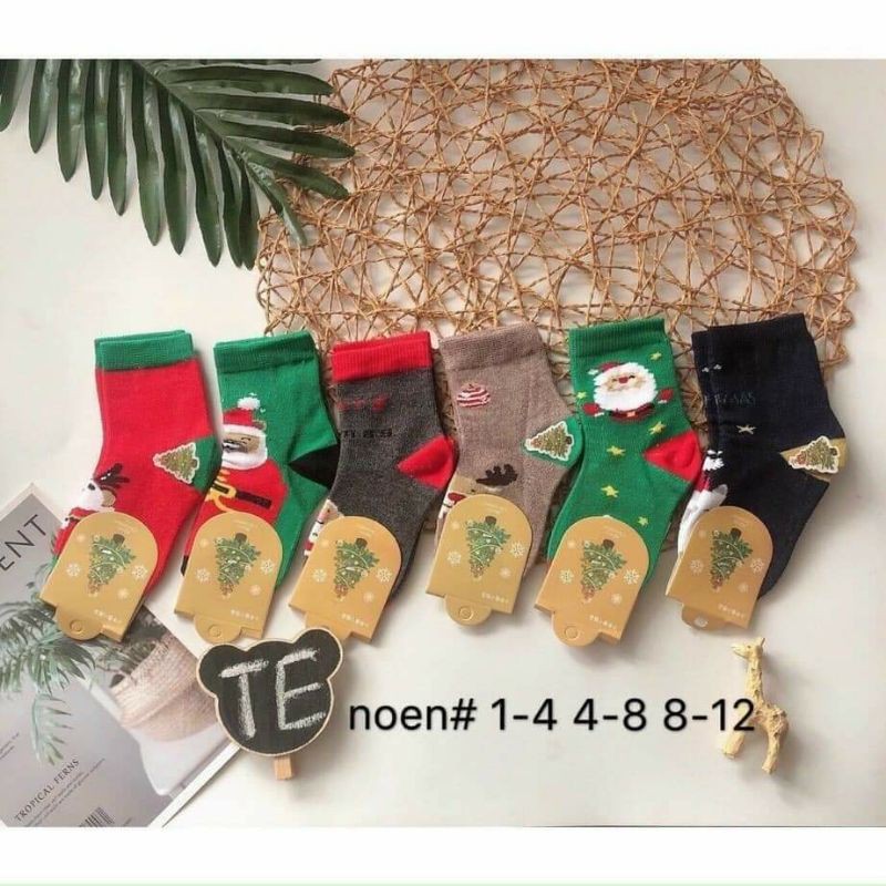 TẤT NOEL CỔ CAO CHO BÉ NHIỀU HOẠ TIẾT SZ 1-12 TUỔI.