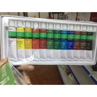 set màu bột acrylic to vẽ cọ bản