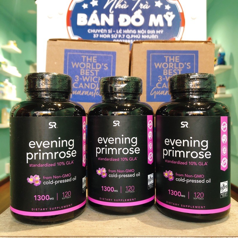 TINH DẦU HOA ANH THẢO- Evening Primrose Oil 1300mg SR hàng nội địa Mỹ 120 viên | Thế Giới Skin Care