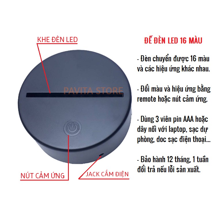 Đèn ngủ led 3d PAVITA cặp đôi, quà tặng sinh nhật độc đáo, ý nghĩa cho bạn gái, bạn trai, đèn để bàn trang trí đẹp