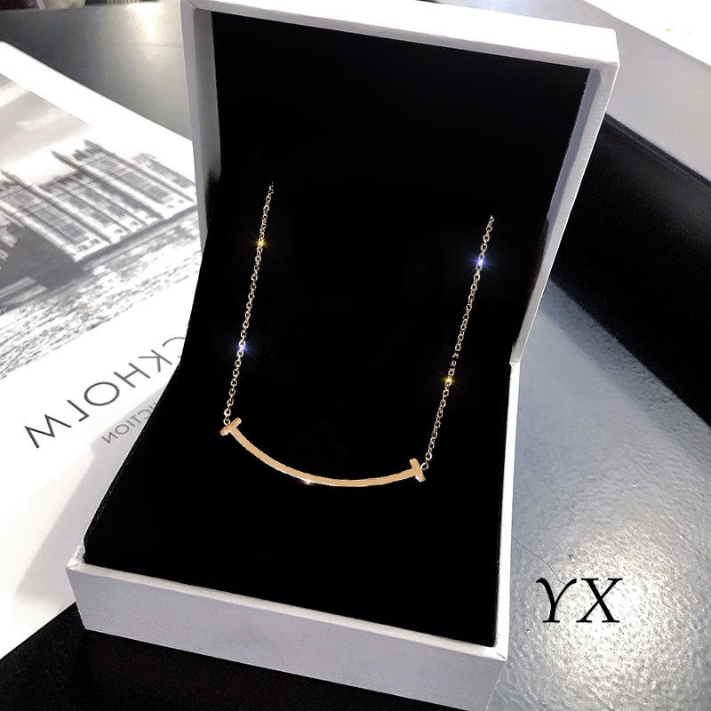Vòng cổ titan nữ TITAN NGUYÊN CHẤT KHÔNG GỈ hình mặt cười thiết kế đơn giản phong cách ins hàn quốc