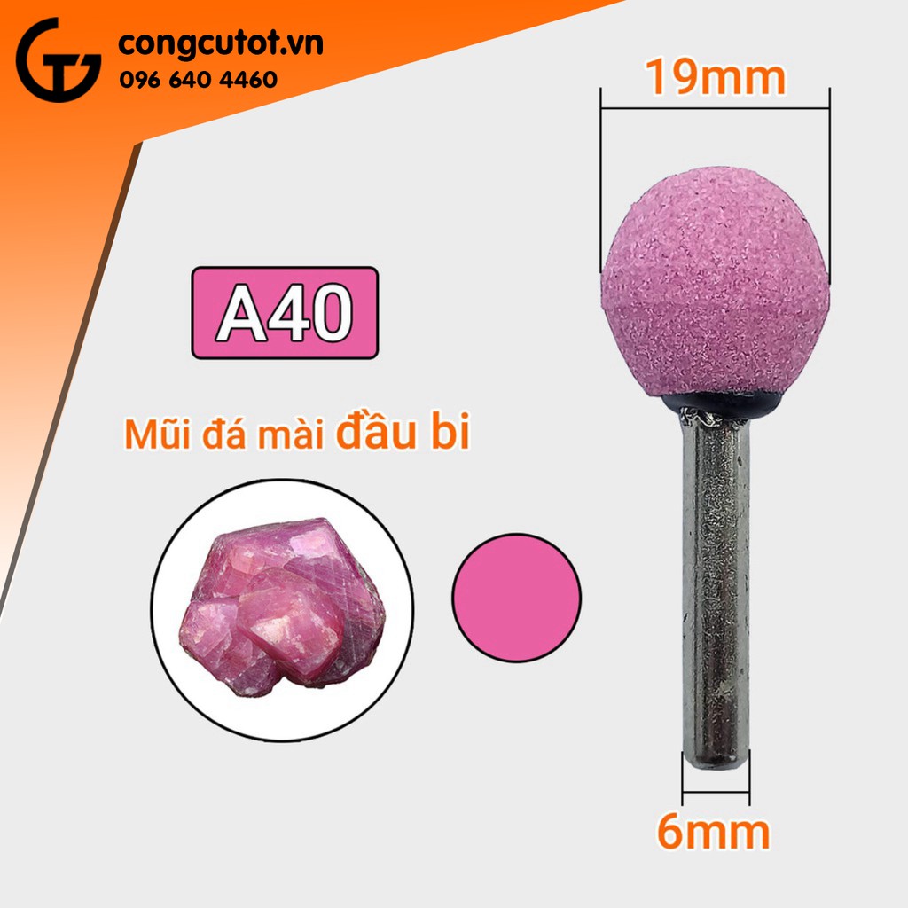 Mũi đá mài đầu bi cốt 6 ly