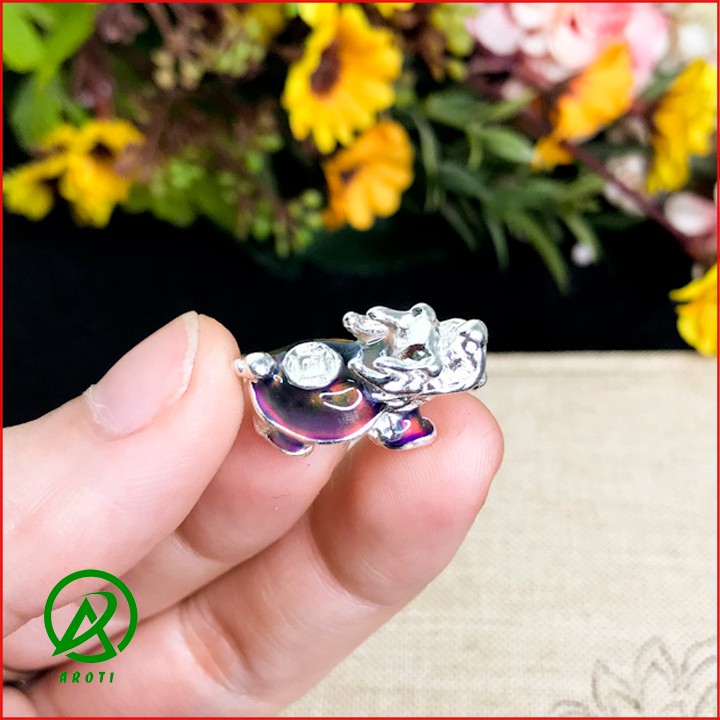 Vòng Tay Phòng Thủy Mệnh thủy - Vòng Tay Nam Nữ Đá Mắt Hổ Xanh Than Mix Long Quy Bạc Đổi Màu 8mm V385-8