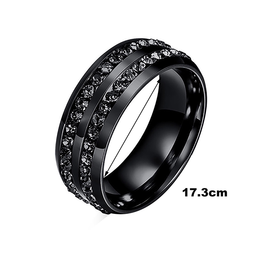 Nhẫn Cưới Bằng Thép Không Gỉ Đính Đá Đen Phong Cách Hàn Quốc