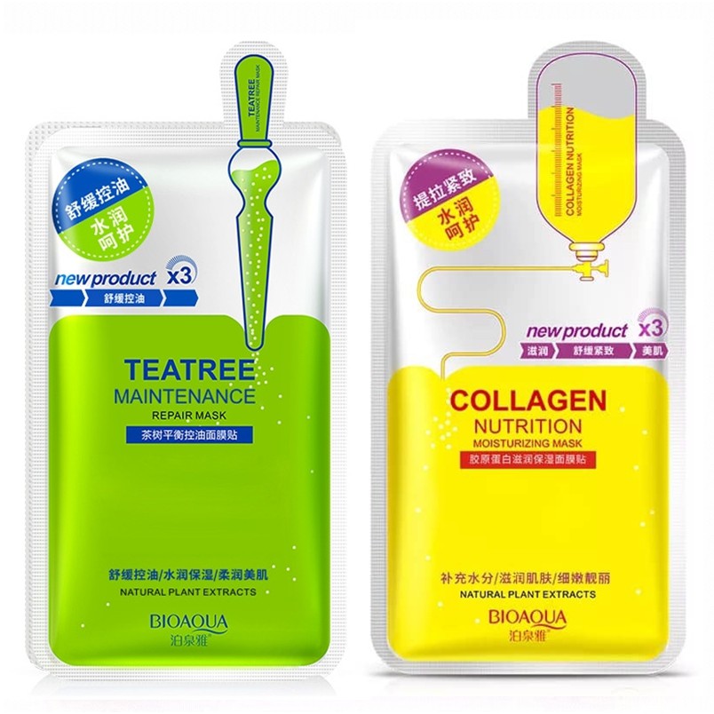Combo 10 mặt nạ Collagen Bioaqua, mặt nạ Teatree Bioaqua cao cấp