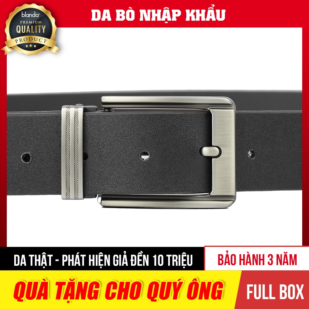 [FULL BOX] Thắt lưng nam da bò Nappa 1 lớp, đầu khóa kim, chất liệu hợp kim nhám màu xám 7TLBH20, tùy chọn mặt