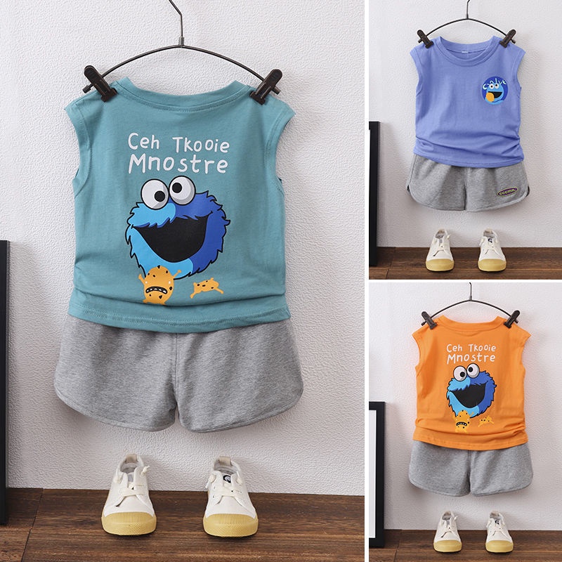 Bộ Áo Vest Cotton + Quần Short Thời Trang Mùa Hè Hàn Quốc Cho Bé Trai Ahg8