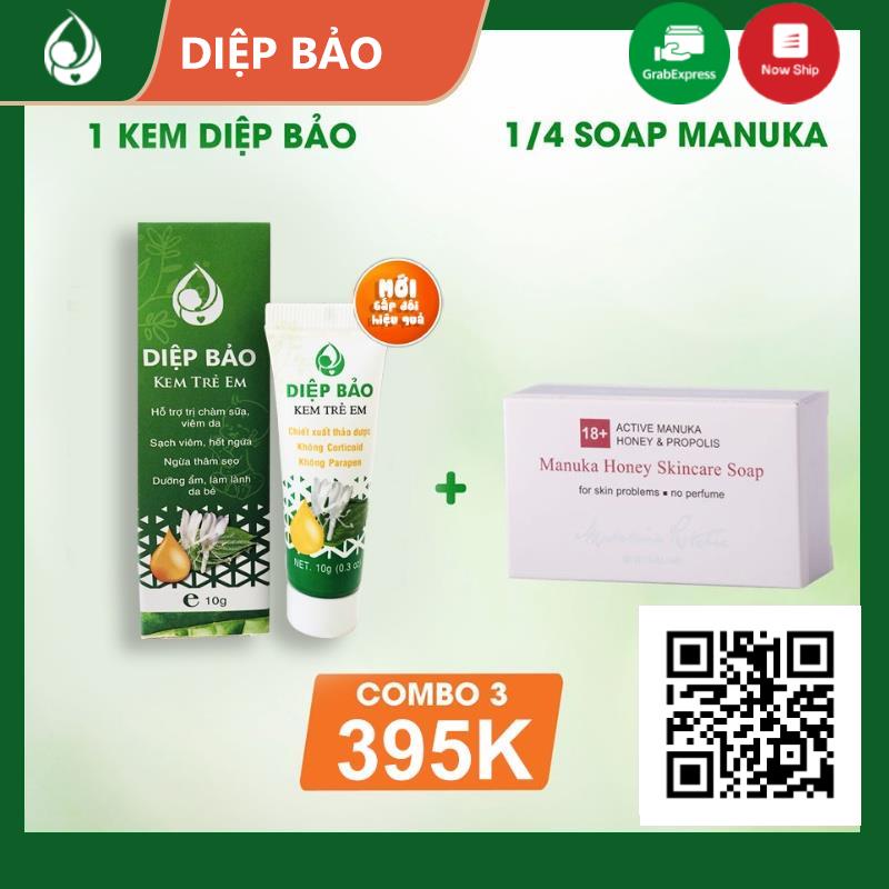 Sản phẩm kem chàm sữa, rôm sảy, mẩn ngứa Diệp Bảo và 1/4 xà bông Manuka Skin Health 18+
