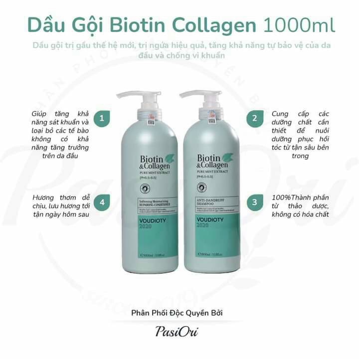 Cặp Dầu Gội Xả Biotin Collagen 1000ml * 2 Giảm Rụng Tóc, Hỗ Trợ Mọc Tóc, Phục Hồi Tóc Khô Xơ Hư Tổn | BigBuy360 - bigbuy360.vn