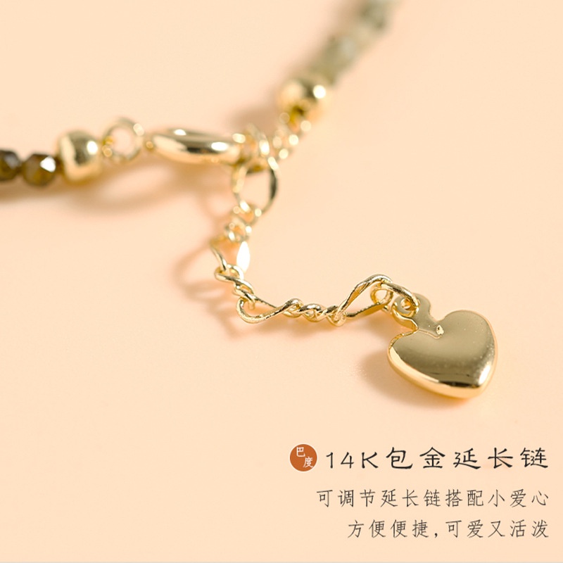 Vòng Tay Chuỗi Hạt Đá Tourmaline Tự Nhiên Màu Vàng Phong Cách Cổ Điển Thời Trang Sang Trọng