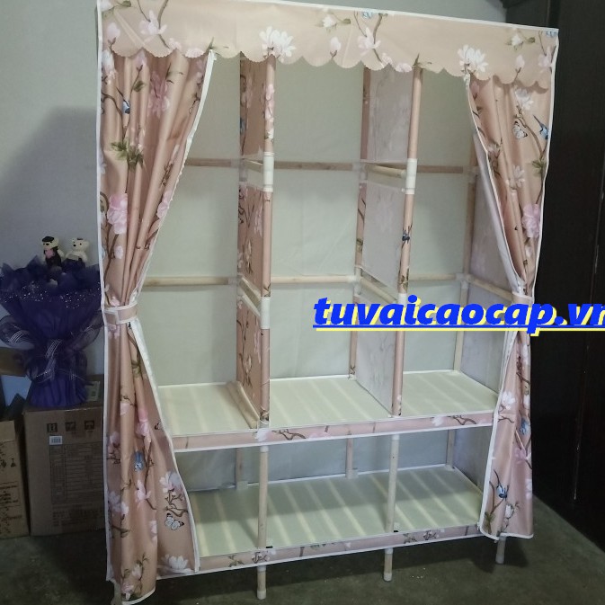 Tủ Vải Khung gỗ 4 ngăn cao cấp Bảo Hành 12 Tháng