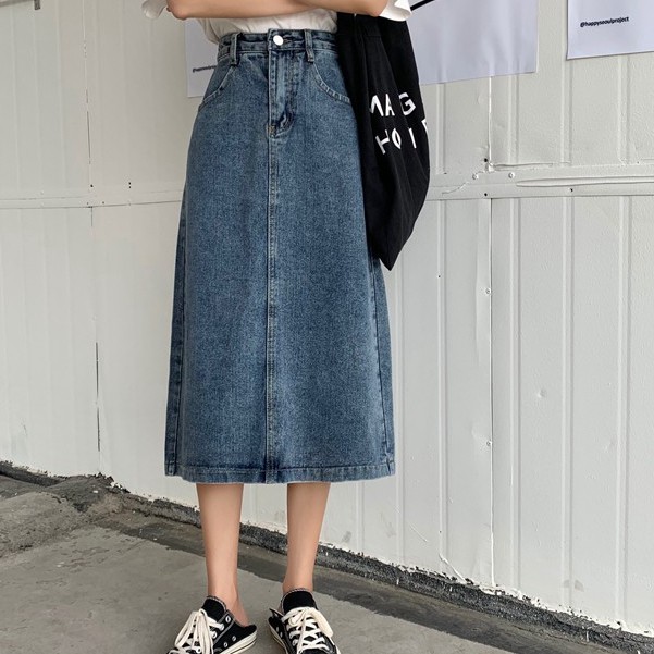 [Mã FADIRECT20 giảm 20K đơn 150K] [SẴN] Chân váy jean dài Midi Ulzzang Quảng Châu VJD2