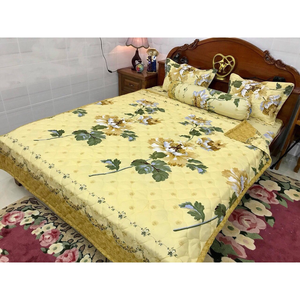 Bộ chăn ga vỏ gối hoa cúc vàng