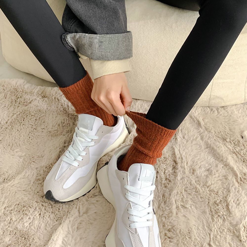 Vớ len cashmere dày dặn màu trơn dễ thương thời trang thu đông cho nữ